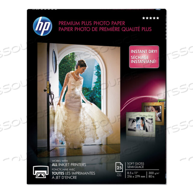 ФОТОБУМАГА PREMIUM PLUS, 11,5 МИЛ, 8,5 X 11, МЯГКАЯ ГЛЯНЦЕВАЯ БЕЛАЯ, 25 ШТ./УПАКОВКА