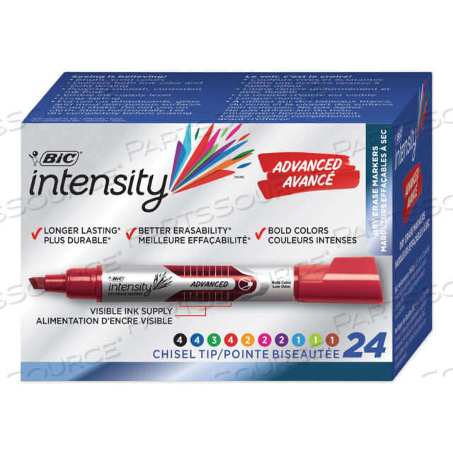 OEM#: GELITP241-ASTINTENSITY ADVANCED DRY ERASE MARKER, TANK-STYLE, ШИРОКИЙ КОНЧИК-ЛОПКА, АССОРТИ ЦВЕТА, 24 ШТ./УПАКОВКА от BIC