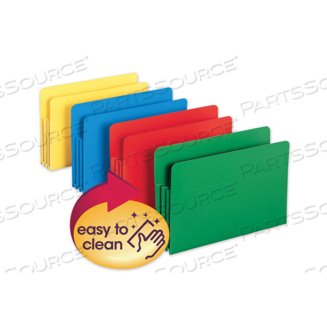 OEM#: 73550POLY DROP FRONT FILE POCKETS, 3.5 EXPANSION, LEGAL SIZE, РАЗНЫЕ ЦВЕТА, 4 ШТ./КОРОБКА от Smead