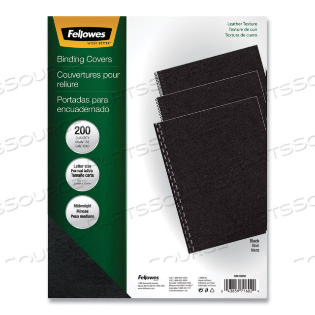 OEM#: 5229101ЧЕХОЛ ДЛЯ ПРЕЗЕНТАЦИИ EXECUTIVE ИЗ КОЖИ, ЧЕРНЫЙ, 11 X 8,5, БЕЗ ПЕРФОРИРОВАНИЯ, 200 ШТ./УПАКОВКА от Fellowes