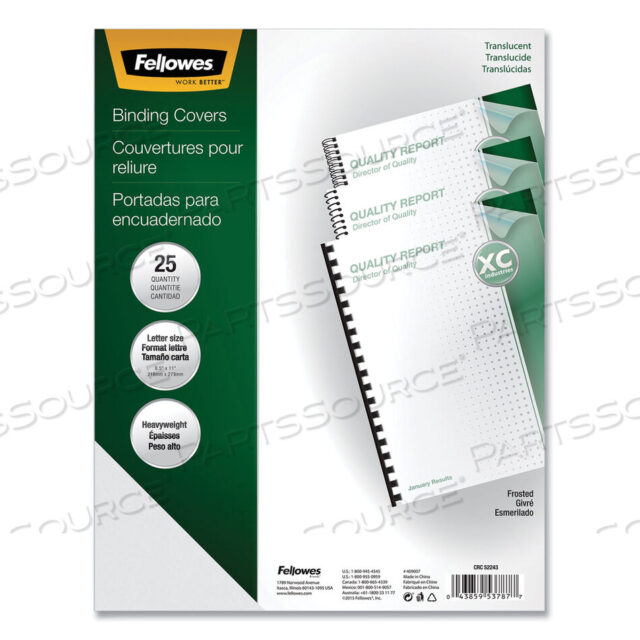 OEM#: 5224301FUTURA ПРЕЗЕНТАЦИОННЫЕ ОБЛОЖКИ ДЛЯ СИСТЕМ ПЕРЕПЛЕТЕНИЯ, FROST, 11 X 8,5, НЕПЕРФОРИРОВАННЫЕ, 25 ШТ./УПАКОВКА от Fellowes