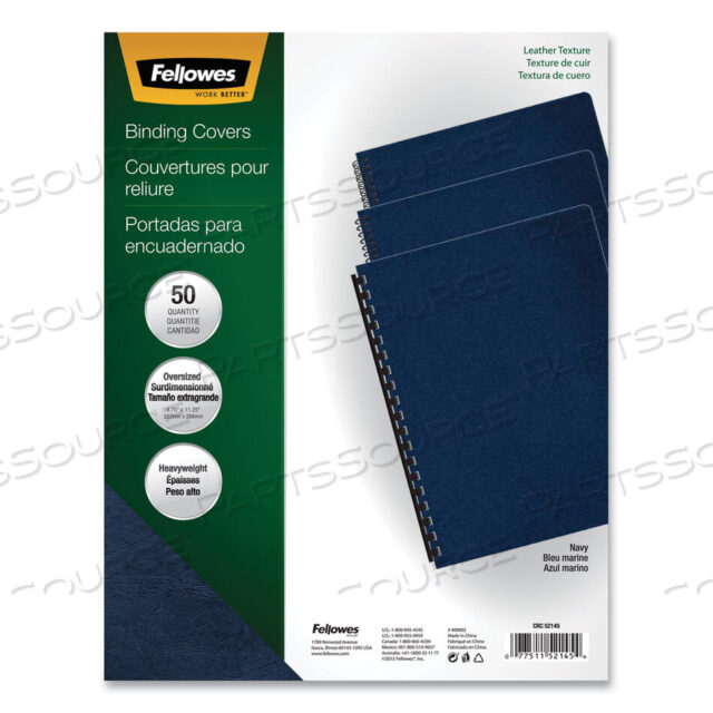 OEM#: 52145ЧЕХОЛ ДЛЯ ПРЕЗЕНТАЦИИ EXECUTIVE ИЗ КОЖИ, ТЕМНО-СИНИЙ, 11,25 X 8,75, БЕЗ ПЕРФОРАЦИИ, 50 ШТ./УПАКОВКА от Fellowes