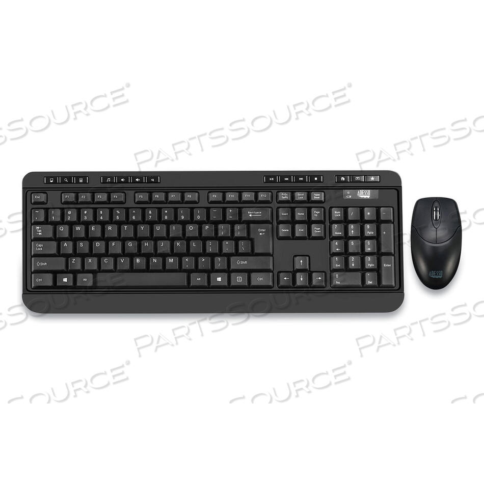 OEM#: WKB-1320CBWKB-1320CB АНТИМИКРОБНАЯ БЕСПРОВОДНАЯ НАСТОЛЬНАЯ КЛАВИАТУРА И МЫШЬ, ЧАСТОТА 2,4 ГГЦ/ДИАПАЗОН БЕСПРОВОДНОЙ СВЯЗИ 30 ФУТОВ, ЧЕРНЫЙ от Adesso, Inc.