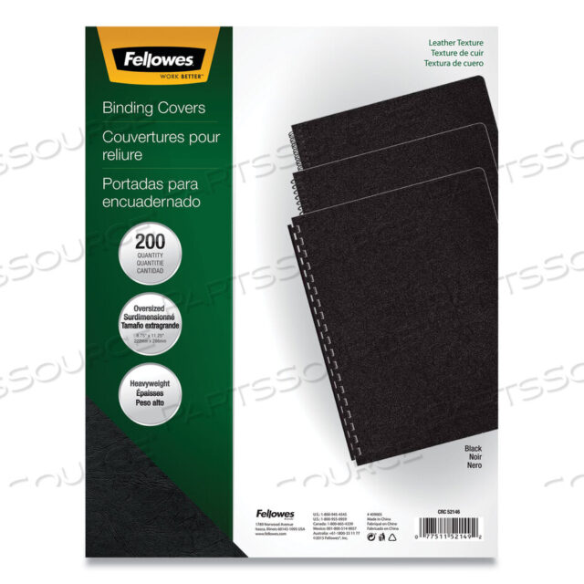 OEM#: 52149ЧЕХОЛ ДЛЯ ПРЕЗЕНТАЦИИ EXECUTIVE ИЗ КОЖИ, ЧЕРНЫЙ, 11,25 X 8,75, БЕЗ ПЕРФОРИРОВАНИЯ, 200 ШТ./УПАКОВКА от Fellowes