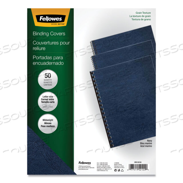 OEM#: 52124CLASSIC GRAIN TEXTURE BINDING SYSTEM COVERS, 11 X 8.5, ТЕМНО-СИНИЙ, 50/УПАКОВКА от Fellowes
