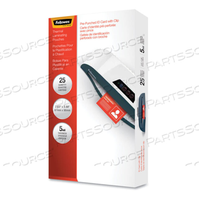 OEM#: 52033LAMINATING POUCHES, 5 MIL, 3.88 X 2.63, GLOSS CLEAR, 25/PACK by Fellowes