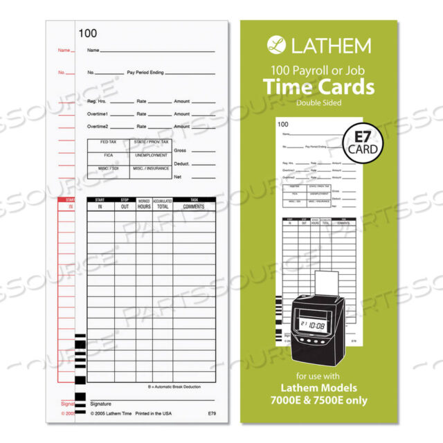OEM#: E79-100ПЛАТЫ ТАЙМЕРА ДЛЯ LATHEM TIME 7000E/7500E, ДВЕ СТОРОНЫ, 3,38 X 8,78, 100/УПАК от Lathem Time