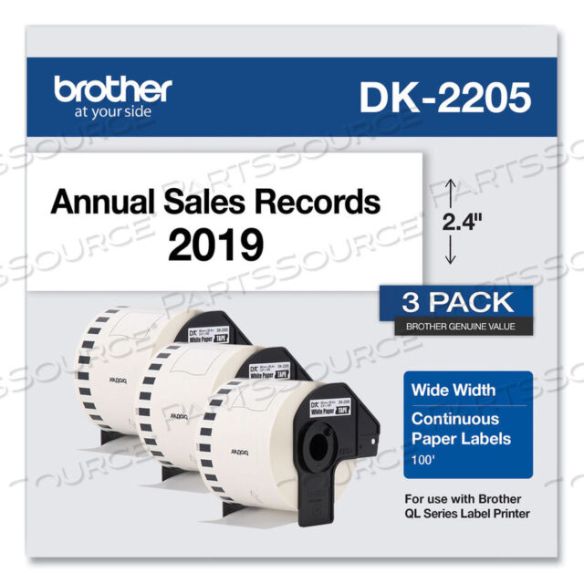 OEM#: DK22053PKНЕПРЕРЫВНАЯ БУМАЖНАЯ ЛЕНТА ДЛЯ ЭТИКЕТОК, 2,4 X 100 ФУТОВ, БЕЛАЯ, 3 РУЛОНА/УПАКОВКА от Brother