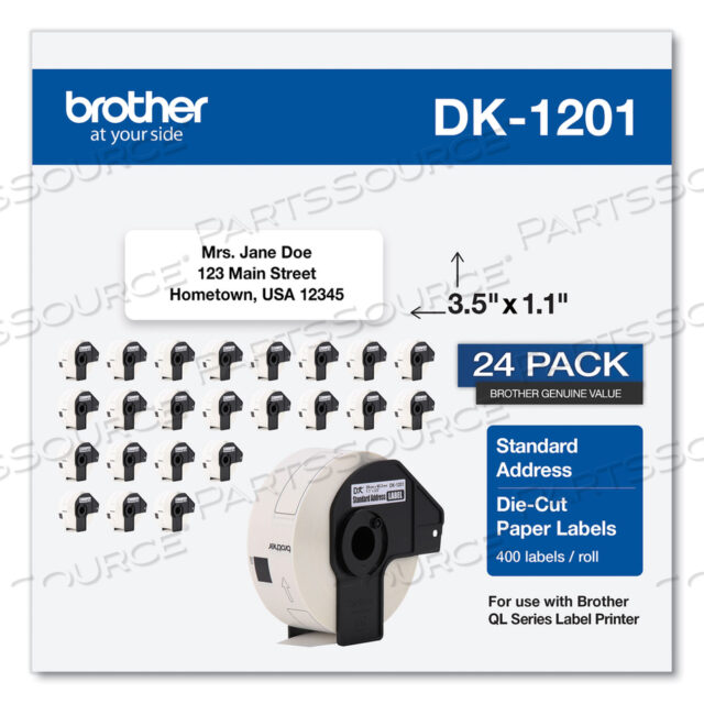 OEM#: DK120124PKЭТИКЕТКИ С АДРЕСОМ, 1,1 X 3,5, БЕЛЫЕ, 400 ЭТИКЕТОК/РУЛОН, 24 РУЛОНА/УПАКОВКА от Brother
