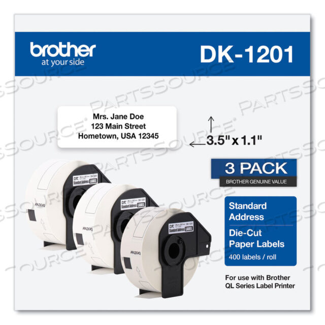 OEM#: DK12013PKЭТИКЕТКИ С АДРЕСОМ, 1,1 X 3,5, БЕЛЫЕ, 400 ЭТИКЕТОК/РУЛОН, 3 РУЛОНА/УПАКОВКА от Brother