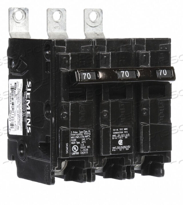 OEM#: B370АВТОМАТИЧЕСКИЙ ВЫКЛЮЧАТЕЛЬ 70A BOLT ON 240V 3P от Siemens