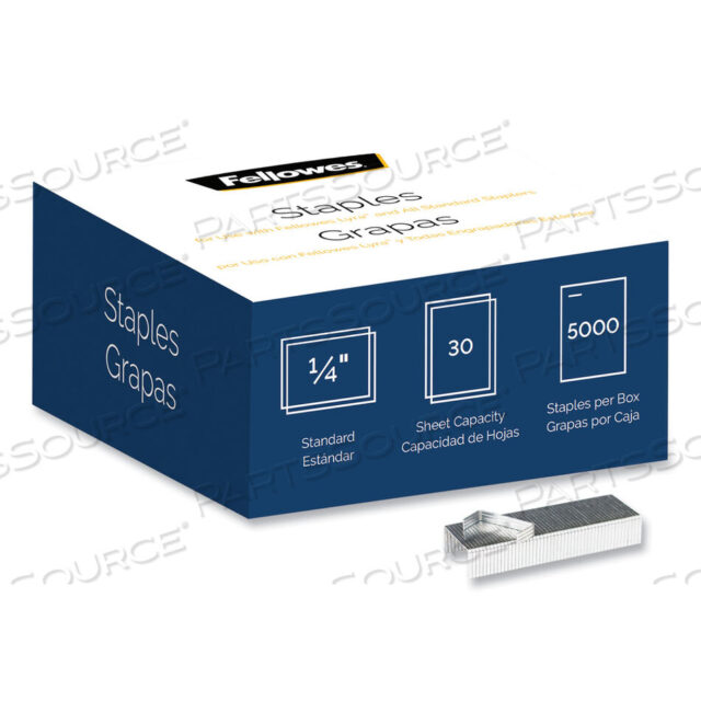 OEM#: 5009501СТАНДАРТНЫЕ 0,25 СКОБЫ ПОЛНОЙ ЛЕНТЫ, 0,25 НОЖКА, 0,5 КОРОНКА, СТАЛЬ, 5000 ШТ./УПАКОВКА от Fellowes