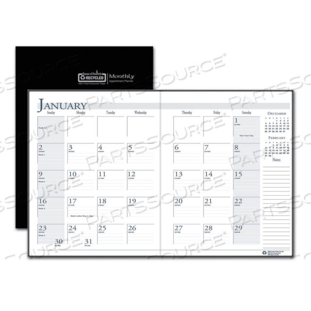OEM#: 260602RECYCLED RULED 14-MONTH PLANNER WITH STITCHED LEATHERETTE COVER, 10 X 7, BLACK COVER, 14-MONTH (DEC TO JAN): 2022 TO 2024 by House Of Doolittle