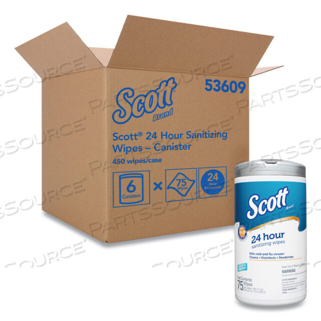 OEM#: 5360924-ЧАСОВЫЕ ДЕЗИНФИЦИРУЮЩИЕ САЛФЕТКИ, 4,5 X 8,25, СВЕЖИЕ, БЕЛЫЕ, 75/КАНИСТРА, 6 КАНИСТР/КОРОБКА от Scott