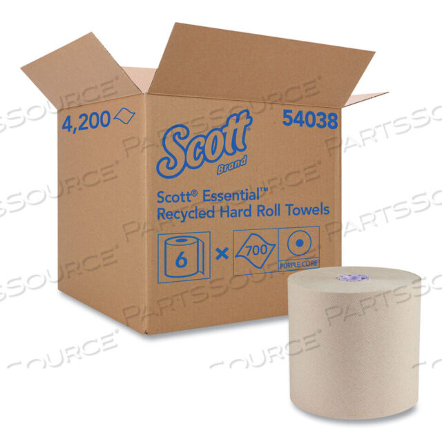 OEM#: 54038ESSENTIAL ПОЛОТЕНЦЕ В ЖЕСТКОМ РУЛОНЕ ИЗ 100% ПЕРЕРАБОТАННОГО ВОЛОКНА, 1,75 ЯДРА, 8 X 700 ФУТОВ, КОРИЧНЕВОЕ, 6 ШТ./КОРОБКА от Scott