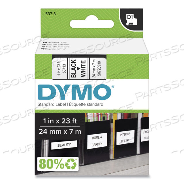 OEM#: 53713D1 ВЫСОКОЭФФЕКТИВНАЯ ПОЛИЭСТЕРНАЯ СЪЕМНАЯ ЛЕНТА ДЛЯ ЭТИКЕТОК, 1 X 23 ФУТА, ЧЕРНАЯ НА БЕЛОМ от Dymo
