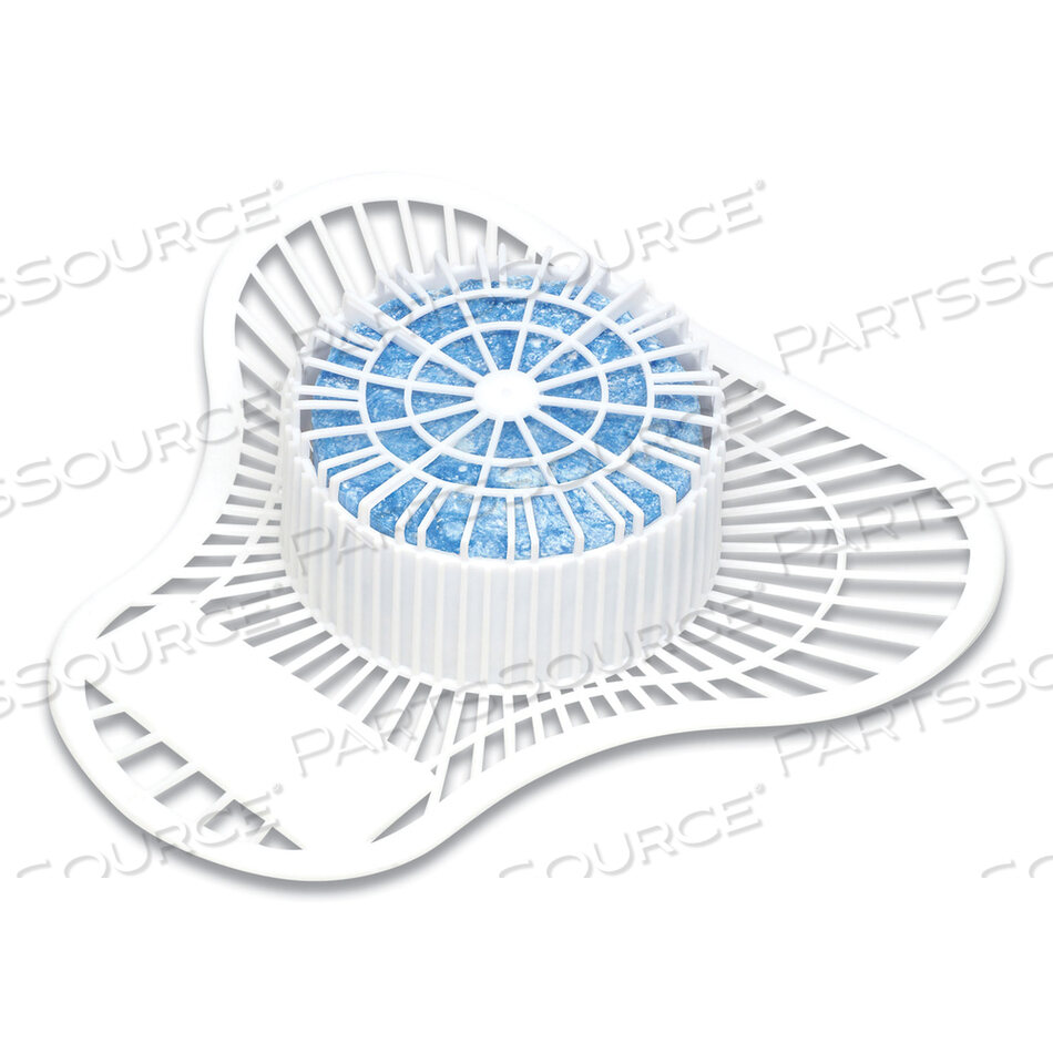 OEM#: 66000EXTRA DUTY URINAL SCREEN WITH NON-PARA BLOCK, EVERGREEN WITH ENZYMES SCENT, WHITE, DOZEN by Big D