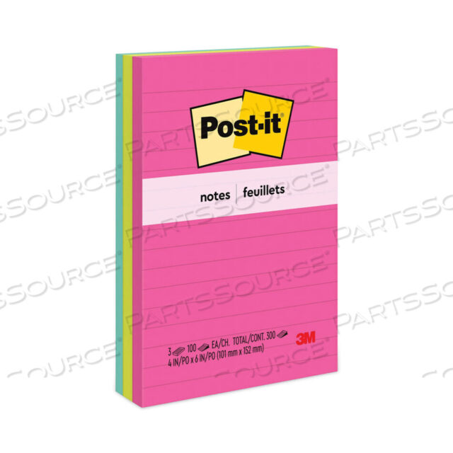 OEM#: 660-3ANORIGINAL PADS IN POPTIMISTIC COLLECTION COLORS, NOTE RULED, 4 X 6, 100 SHEETS/PAD, 3 PADS/PACK by 3M Consumer