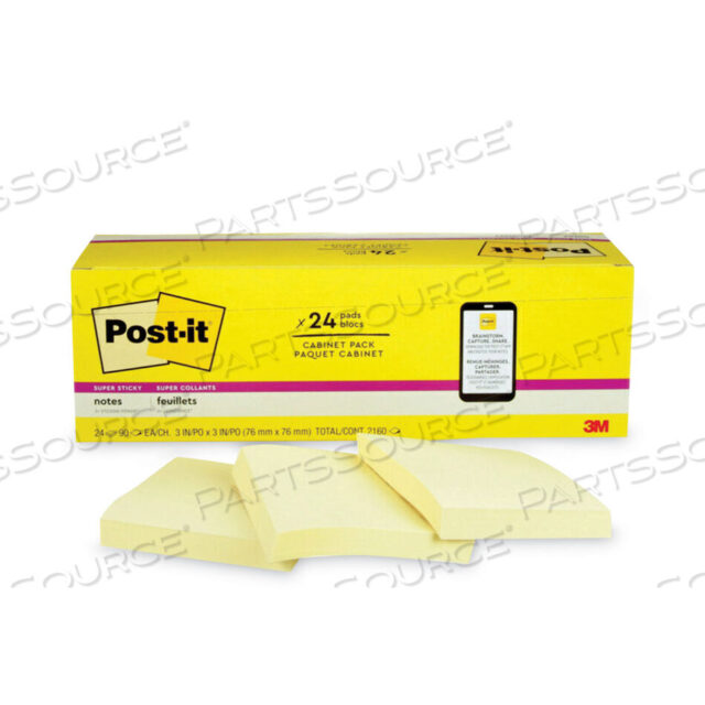 OEM#: 654-24SSCPPADS IN CANARY YELLOW, CABINET PACK, 3 X 3, 90 SHEETS/PAD, 24 PADS/PACK by 3M Consumer