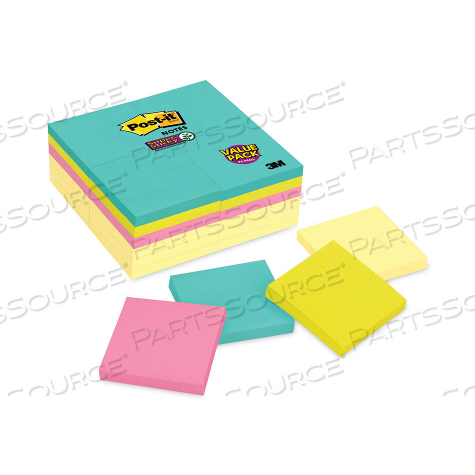 OEM#: 654-24SSCYMSELF-STICK NOTES OFFICE PACK, 3 X 3, SUPERNOVA NEONS COLLECTION COLORS, 90 SHEETS/PAD, 24 PADS/PACK by 3M Consumer
