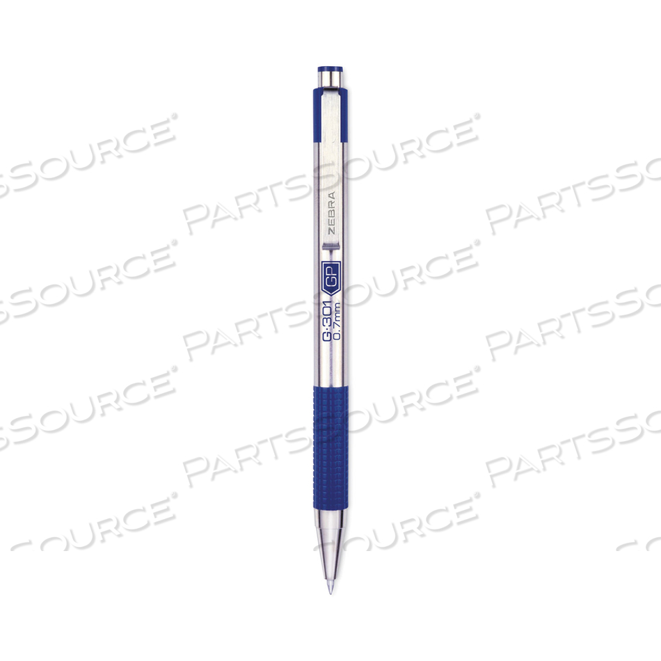 OEM#: 41321G-301 ГЕЛЕВАЯ РУЧКА, ВЫДВИЖНАЯ, СРЕДНЯЯ 0,7 ММ, СИНИЕ ЧЕРНИЛА, НЕРЖАВЕЮЩАЯ СТАЛЬ/СИНИЙ КОРПУС от Zebra Pen Corporation