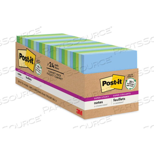 OEM#: 654-24SST-CPRECYCLED NOTES IN OASIS COLLECTION COLORS, CABINET PACK, 3 X 3, 70 SHEETS/PAD, 24 PADS/PACK by 3M Consumer