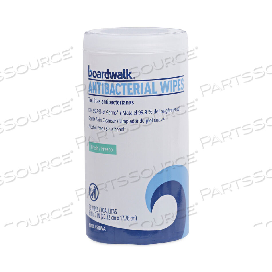 OEM#: BWK458WАНТИБАКТЕРИАЛЬНЫЕ САЛФЕТКИ, 5,4 X 8, СВЕЖИЙ АРОМАТ, 75/КАНИСТРА, 6 КАНИСТР/КОРОБКА от Boardwalk