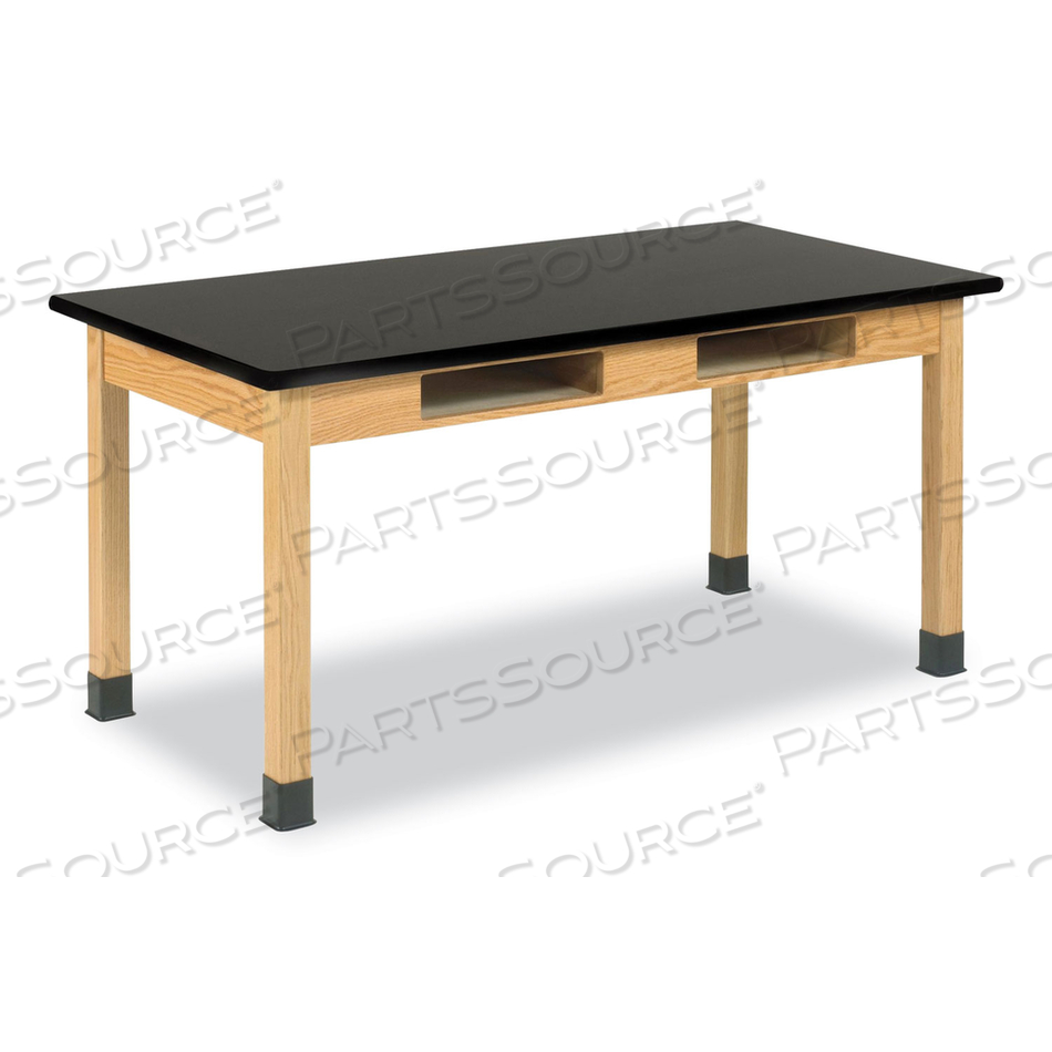 СТОЛ ДЛЯ НАУЧНЫХ РАБОТ С ОТДЕЛЕНИЕМ ДЛЯ КНИГ, 54 Ш X 24 Г X 30 В, СТОЛЕШНИЦА ИЗ ЧЕРНОГО ЛАМИНАТА ВЫСОКОГО ДАВЛЕНИЯ (HPL), ОСНОВАНИЕ ИЗ ДУБА