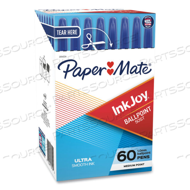 OEM#: 2014534INKJOY 50ST ШАРИКОВАЯ РУЧКА, СТИК, СРЕДНЯЯ 1 ММ, СИНИЕ ЧЕРНИЛА, БЕЛО-СИНИЙ КОРПУС, 60 ШТ./УПАКОВКА от Paper Mate