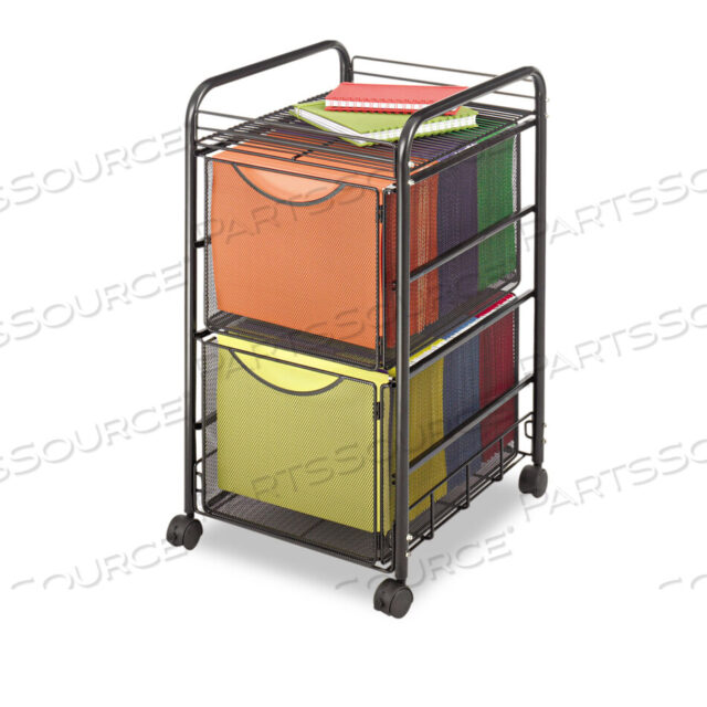 OEM#: 5212BLONYX MESH MOBILE DOUBLE FILE, МЕТАЛЛ, 1 ПОЛКА, 2 ЯЩИКА, 15,75 X 17 X 27, ЧЕРНЫЙ от Safco