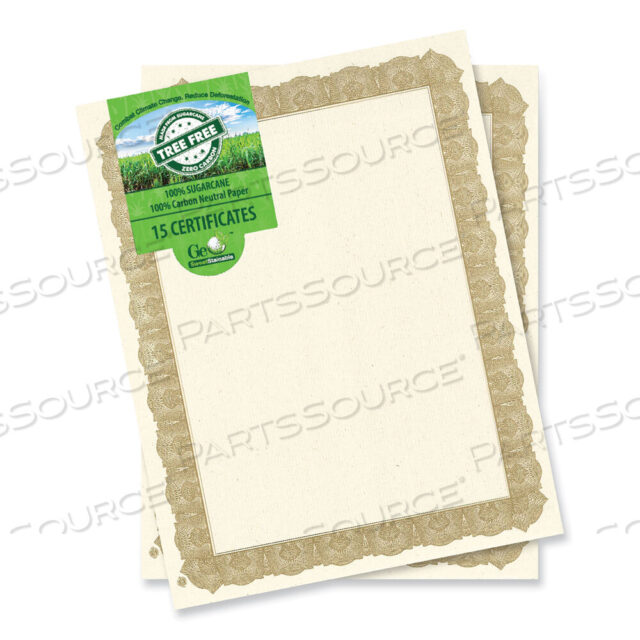 OEM#: 49008 TREE FREE AWARD CERTIFICATES, 8,5 X 11, НАТУРАЛЬНЫЕ С ЗОЛОТОЙ ПЛЕТЕНОЙ КАЙМОЙ, 15 ШТ./УПАКОВКА от Geographics