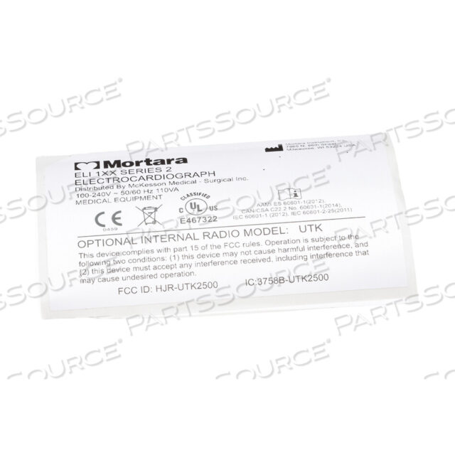 OEM#: 9050-086-11ЭТИКЕТКА ELI 150C ШИБКА MCKESSON от Welch Allyn Inc.