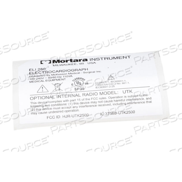 OEM#: 9050-091-11ЭТИКЕТКА ELI 280 ШИБКА MCKESSON от Welch Allyn Inc.
