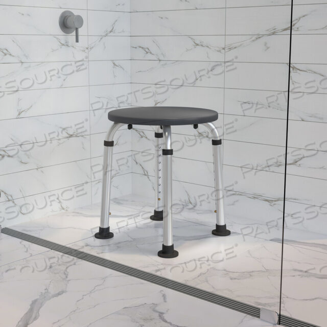 OEM#: DC-HY3400L-GRY-GGHERCULES SERIES БЕЗИНСТРУМЕНТАЛЬНАЯ И БЫСТРАЯ СБОРКА, НАГРУЗКА 300 ФУНТОВ, РЕГУЛИРУЕМЫЙ СЕРЫЙ ТАБУРЕТ ДЛЯ ВАННЫ И ДУША от Flash Furniture