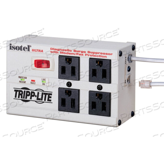 OEM#: ISOTEL4ULTRAISOBAR СЕТЕВОЙ ФИЛЬТР МЕТАЛЛИЧЕСКИЙ RJ11 4 РОЗЕТКИ 6 ФУТОВ ШНУР 3330 ДЖОУЛЕЙ от Tripp Lite