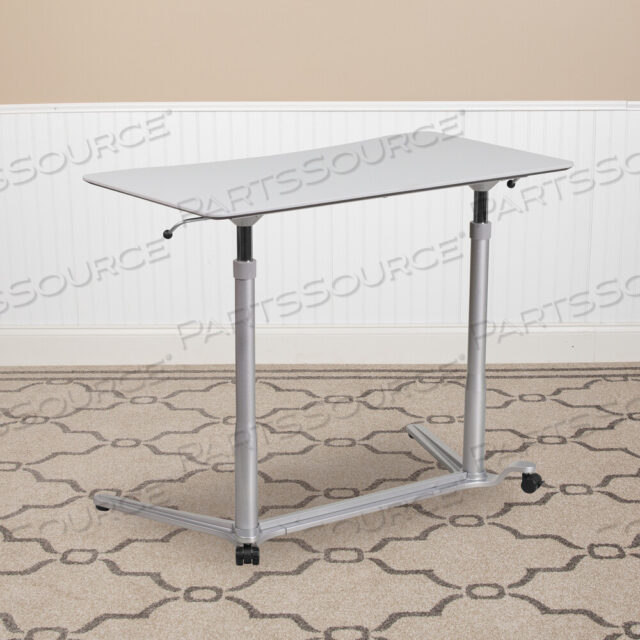 OEM#: NAN-IP-6-1-GGMERRITT СТОЯЧИЙ И СИДЯЧИЙ КОМПЬЮТЕРНЫЙ ЭРГОНОМИЧНЫЙ СТОЛ СВЕТЛО-СЕРОГО ЦВЕТА СО СТОЛЕШНИЦЕЙ МОЩНОСТЬЮ 37,375 Вт (ДИАПАЗОН РЕГУЛИРОВКИ 29–40,75) от Flash Furniture