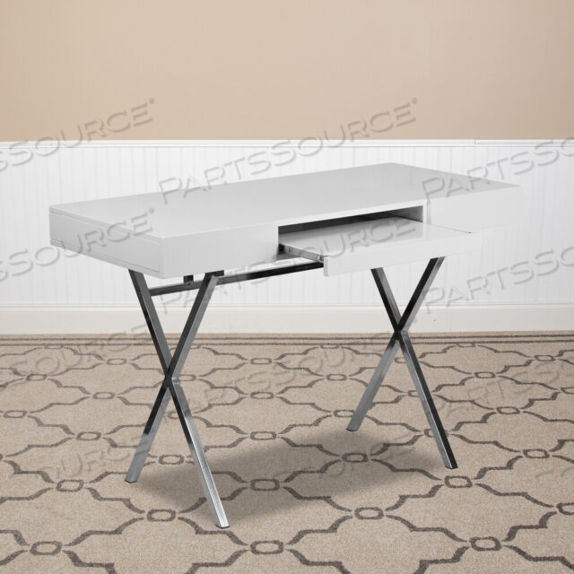 OEM#: NAN-JN-2960-GGTYBEE 44.25W X 21.625D БЕЛЫЙ КОМПЬЮТЕРНЫЙ СТОЛ С ПОДСТАВКОЙ ДЛЯ КЛАВИАТУРЫ И ЯЩИКАМИ от Flash Furniture