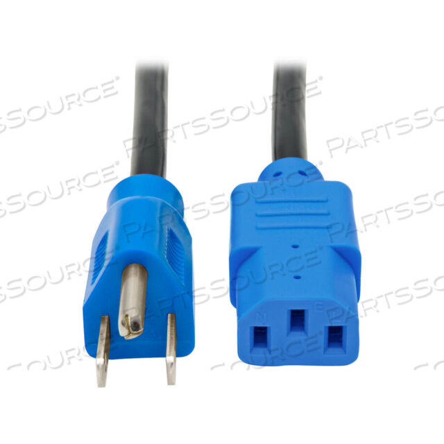КАБЕЛЬ ПИТАНИЯ, 4 ФУТА, 10 А, 125 В, 18 AWG, NEMA 5-15P TO IEC 320-C13, СИНИЙ