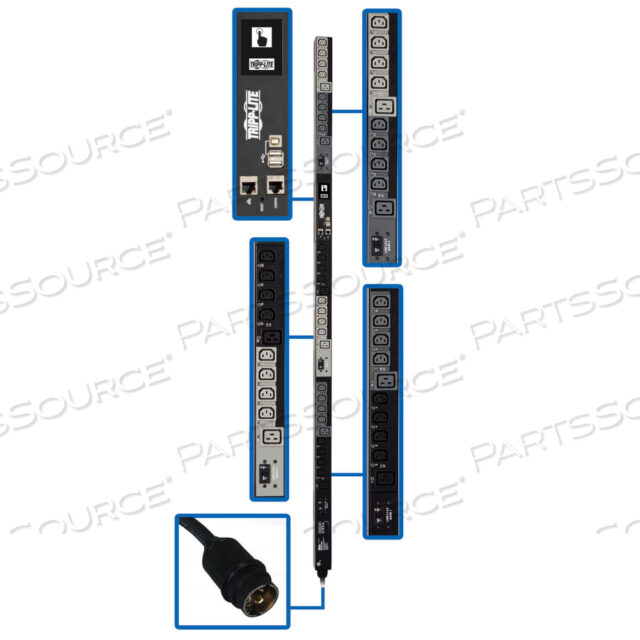 PDU 3-ФАЗНЫЙ ПЕРЕКЛЮЧАЕМЫЙ 14.5КВТ 208В/240В 6 C13 12 C19 50A CS8365C 0U