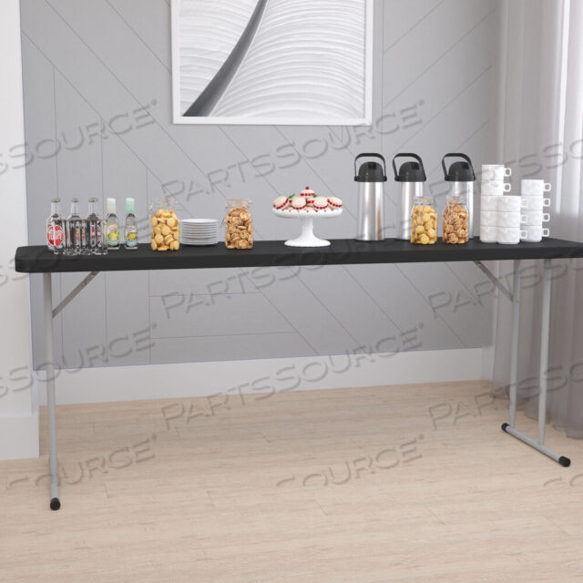 OEM#: RB-1872-BK-GGKATHRYN 6-ФУТОВЫЙ ЧЕРНЫЙ ПЛАСТИКОВЫЙ СКЛАДНОЙ ТРЕНИРОВОЧНЫЙ СТОЛ от Flash Furniture