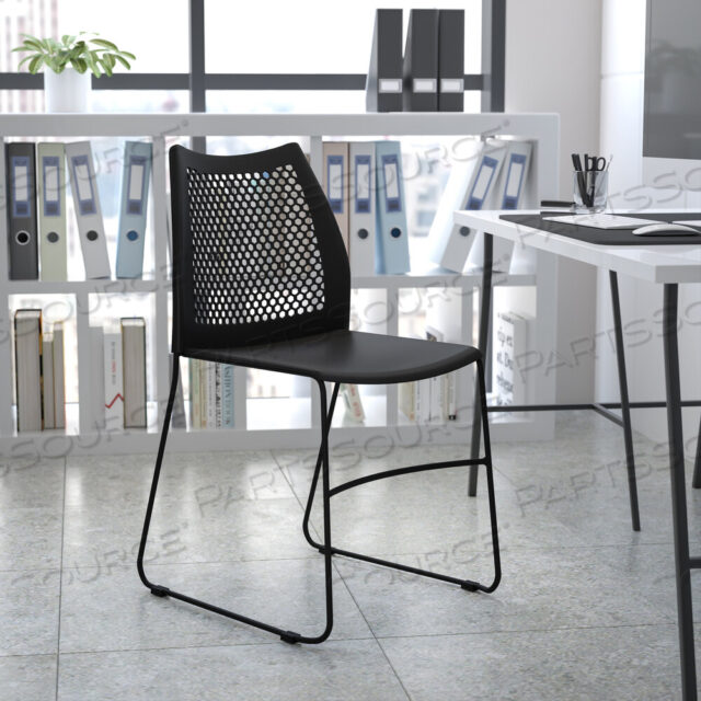 OEM#: RUT-498A-BLACK-GGHERCULES SERIES, ЧЕРНЫЙ СТУЛ, ГРУЗОПОДЪЕМНОСТЬЮ 661 ФУНТ, С ВЕНТИЛЯЦИОННОЙ СПИНКОЙ И ЧЕРНЫМ ПОРОШКОВЫМ ПОКРЫТИЕМ, ОСНОВАНИЕМ ДЛЯ ПОЛОЗКОВ от Flash Furniture