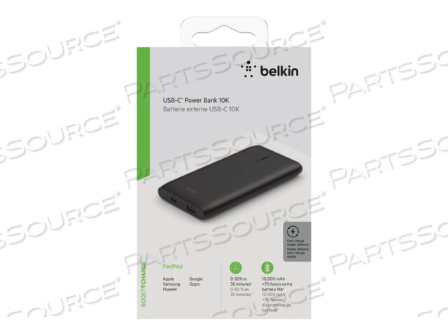 BOOST CHARGE, POWER BANK, 10000 МАЧ, 18 ВАТТ, БЫСТРАЯ ЗАРЯДКА, PD, 2 ВЫХОДНЫХ РАЗЪЕМА (USB, USB-C), ЧЕРНЫЙ
