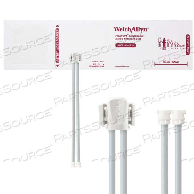 OEM#: VINYL-12-2MQПОЛНОСТЬЮ КОНФИГУРИРОВАННЫЕ МАНЖЕТЫ FLEXIPORT ДЛЯ ИЗМЕРЕНИЯ АРТЕРИАЛЬНОГО ДАВЛЕНИЯ, БОЛЬШИЕ ДЛЯ ВЗРОСЛЫХ (12) 32–43 СМ, ДВОЙНАЯ ТРУБКА, С ЗАМКОМ, ОДНОРАЗОВЫЕ ИЗ ВИНИЛА (20 МАНЖЕТ В КОРОБКЕ) от Welch Allyn Inc.