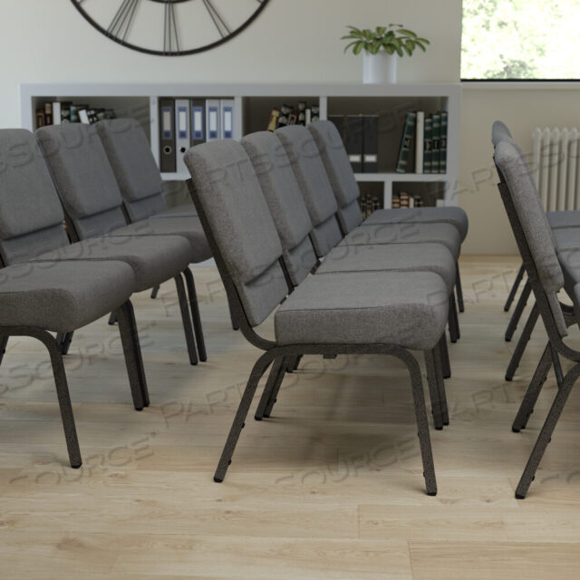OEM#: XU-CH0221-GY-SV-GGHERCULES SERIES 21W STACKING CHURCH CHAIR ИЗ СЕРОЙ ТКАНИ - СЕРЕБРЯНАЯ РАМА от Flash Furniture