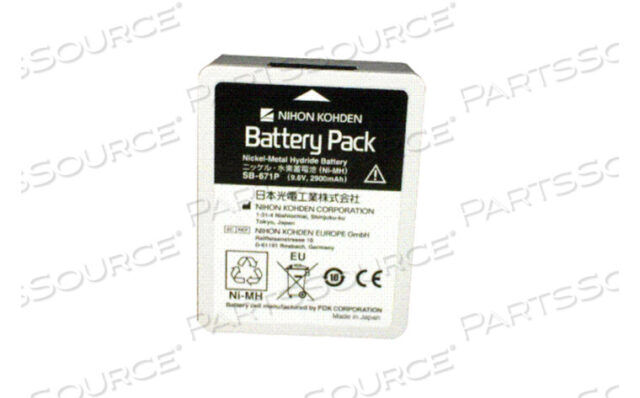 OEM#: SB-671PBATTERY RECHARGEABLE, NICKEL METAL HYDRIDE, 9.6V, 2900 MAH FOR NIHON KOHDEN LIFESCOPE BSM-6301 by Nihon Kohden America
