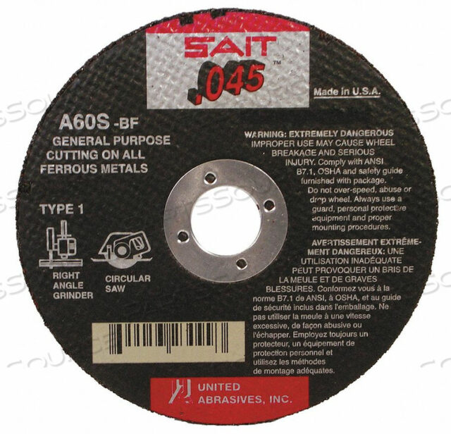 OEM#: 23107ОТРЕЗНОЙ КРУГ A60S 7 X.045 X5/8 8500 ОБ/МИН от United Abrasives-Sait