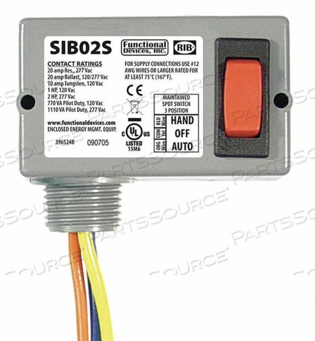 OEM#: SIB02SPREWIRED ROCKER SWITCH SPDT 20A@277VAC by RIB