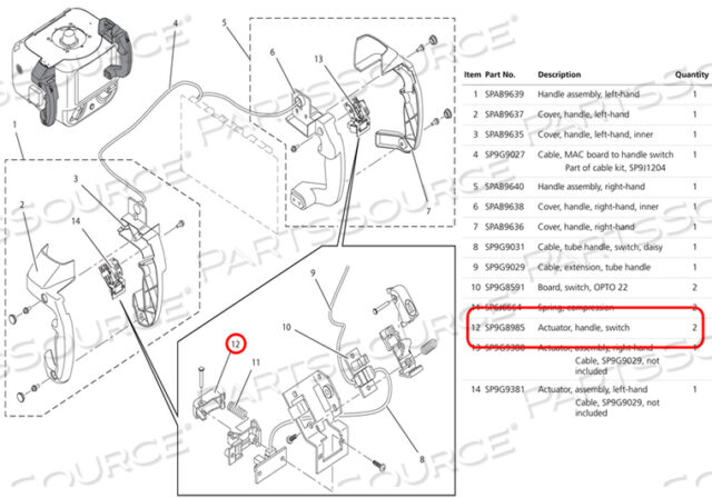 OEM#: SPAD4438SWITCH ACTUATOR, HANDLE by Carestream Health, Inc.