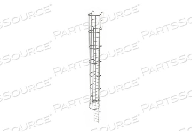 OEM#: WLFC122929 STEP STEEL CAGED WALK THROUGH FIXED ACCESS LADDER, GRAY by Tri-Arc