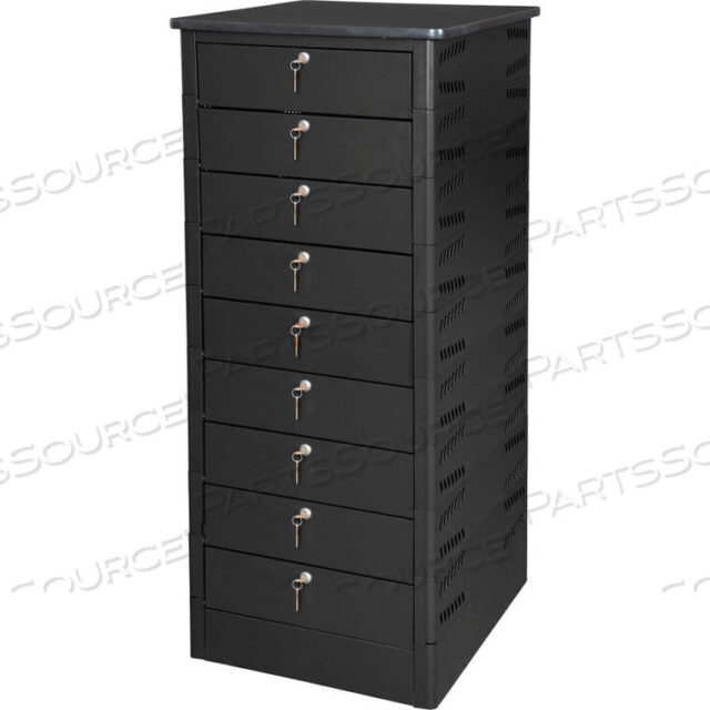 OEM#: TEKS9-K-LT-T25-L1595-60ШКАФЧИК ДЛЯ ХРАНЕНИЯ НОУТБУКА TEKSTAK С ЛАМИНИРОВАННОЙ ВЕРХНЕЙ ЧАСТЬЮ, 9 ОТСЕКОВ, ЗАМОК НА КЛЮЧ, ЧЕРНЫЙ от Datum Filing